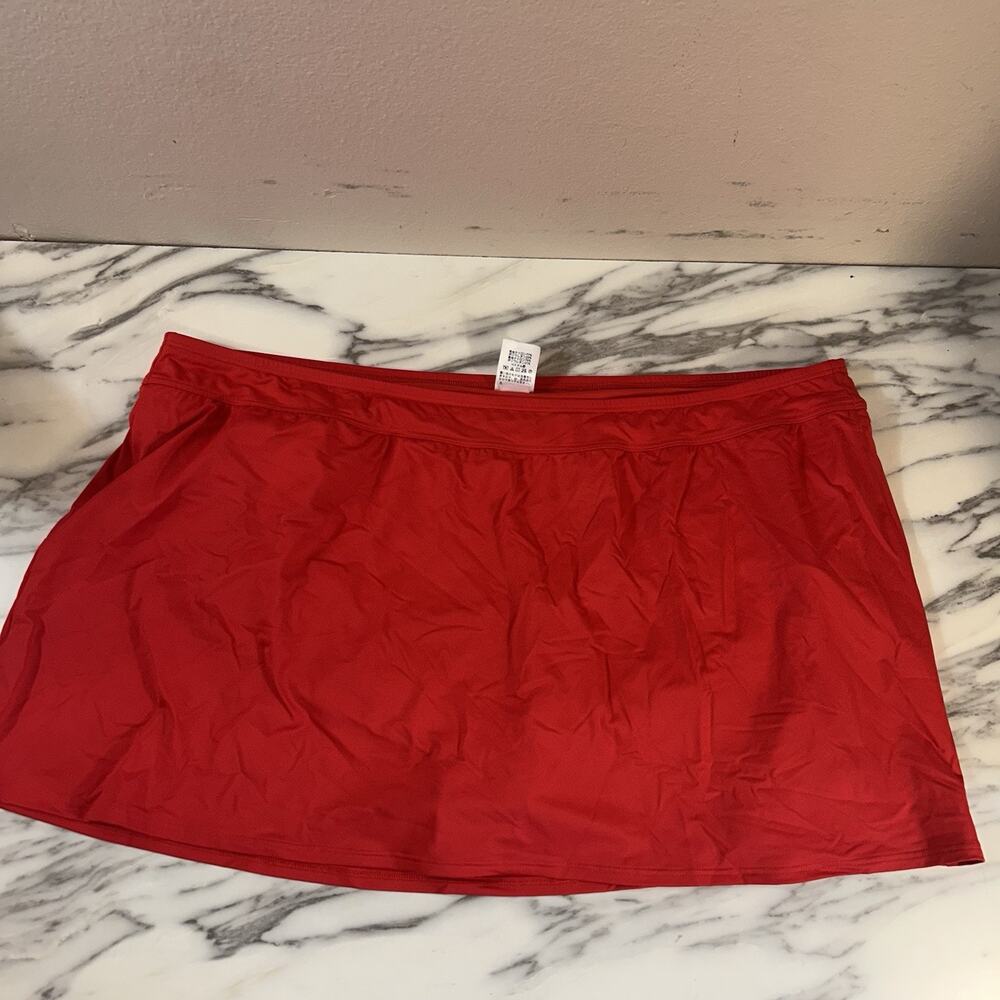 Lands' End‎ Swim Skirt Bottom Women's Plus Size 26W Red Skirted Bathing Suit